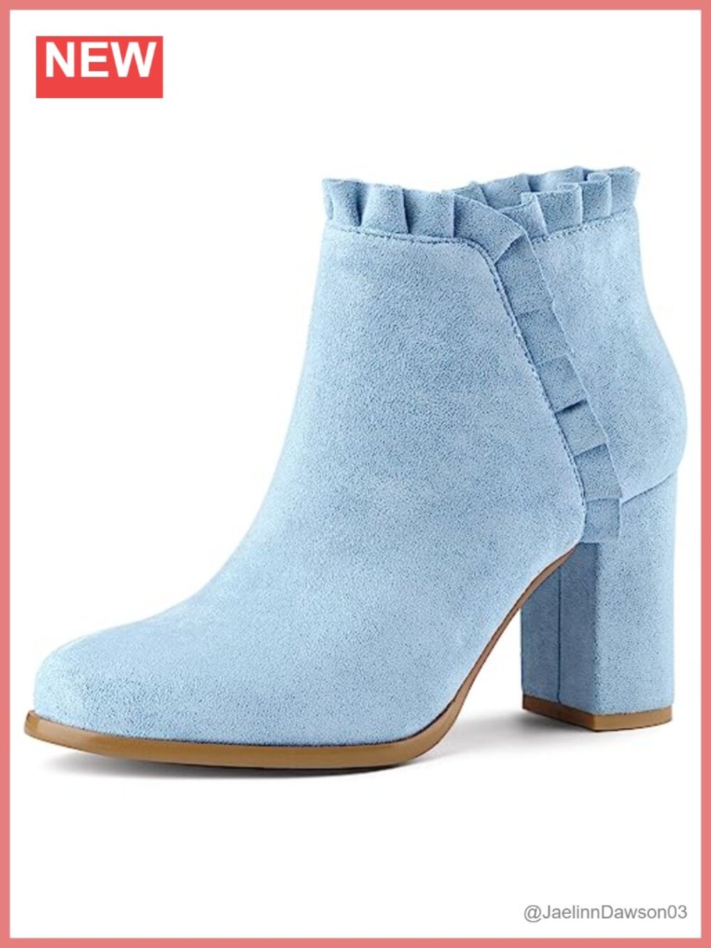 Faux Suede Ankle Boots Chunky Block Heel Ruffle Flower Pointed Toe Booties